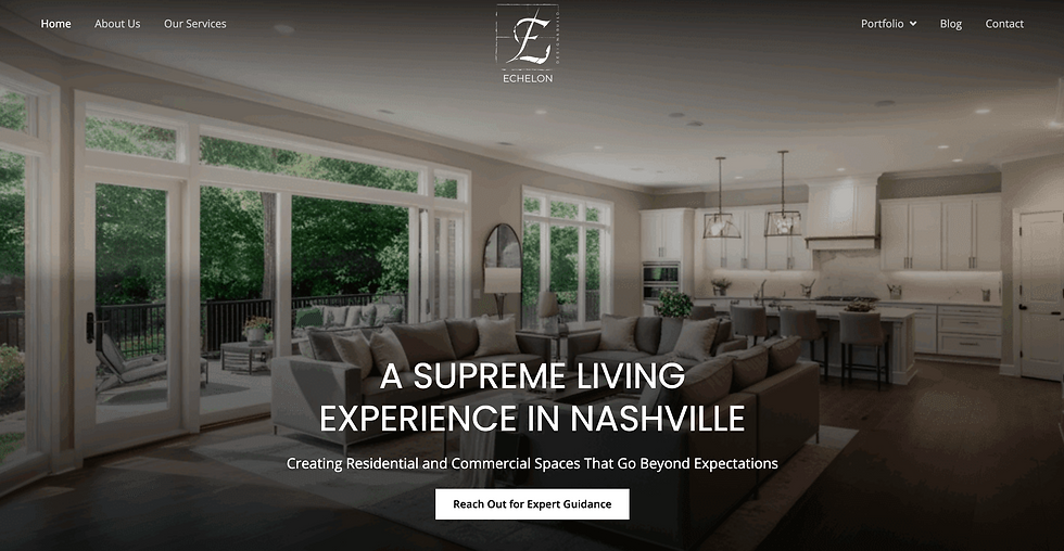 Luxury Brand Architecture for Echelon Design and Build by Isabelle Mereje featuring a Royal Standard white and purple interior design aesthetic