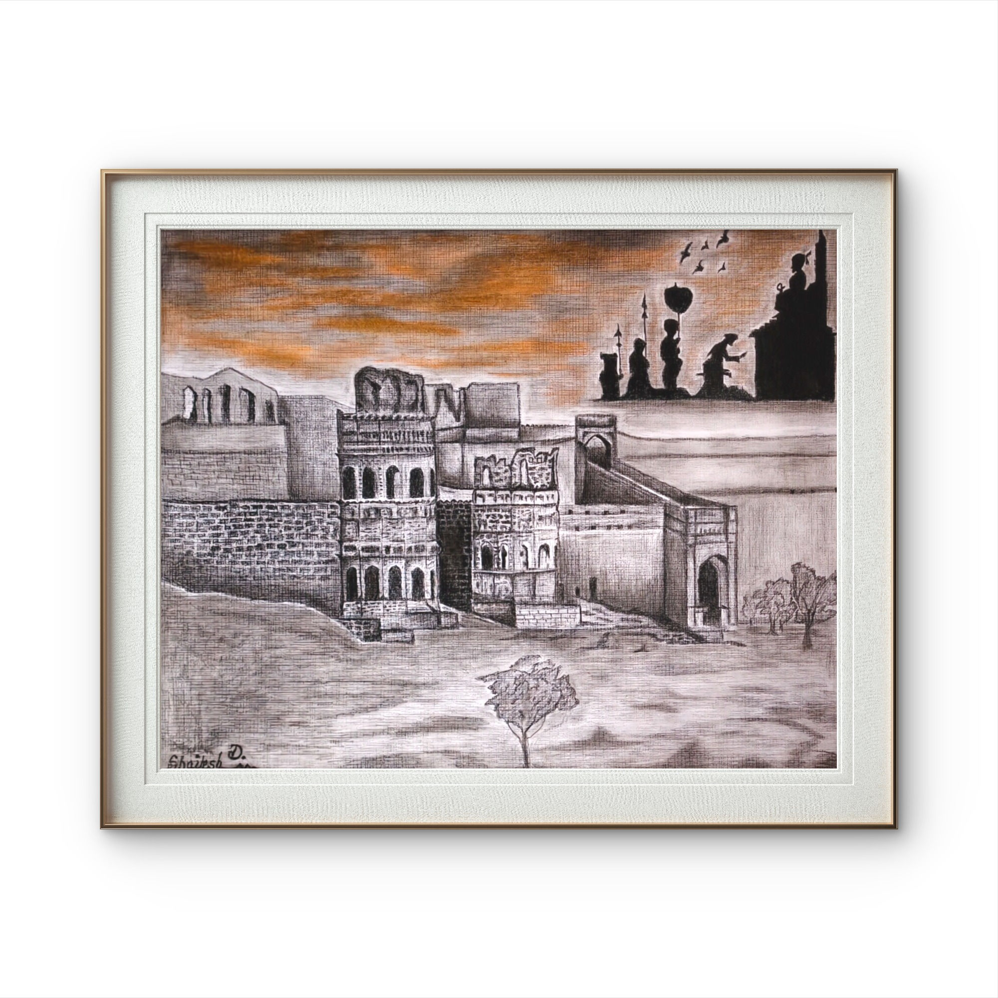 Shailesh Dhabale | Raigad Fort | 30 x 22 in | Mix media on paper