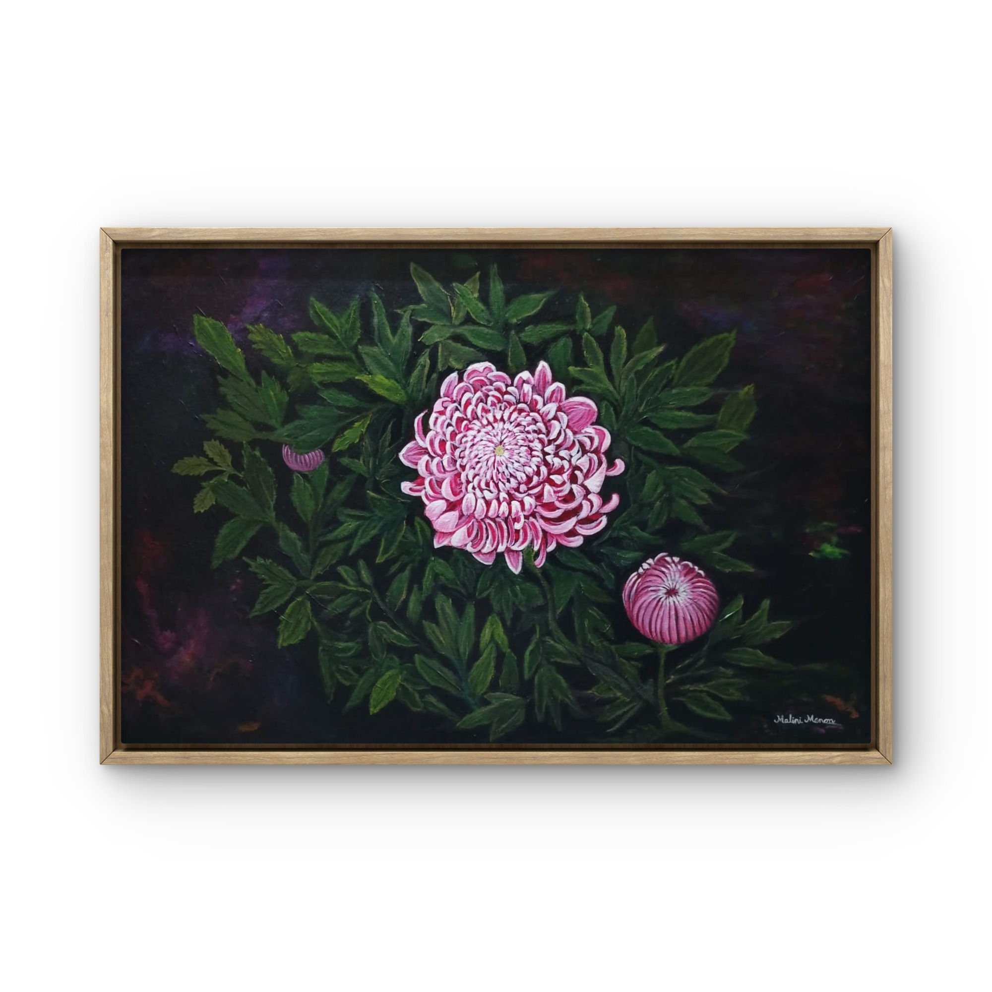 Malini Menon | Chrysanthemums | 38in x 26in | Acrylic on canvas