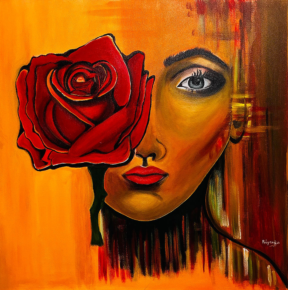Thumbnail: Priyanka Kulkarni | A Girl and the Rose | 9.8 X 9.8 in | Acrylic