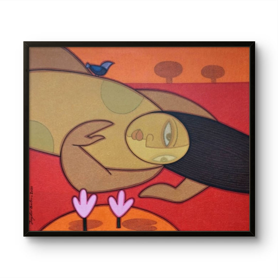 Joydev Bala | Red Bedsheet | 30 x 36 in | Acrylic on Canvas