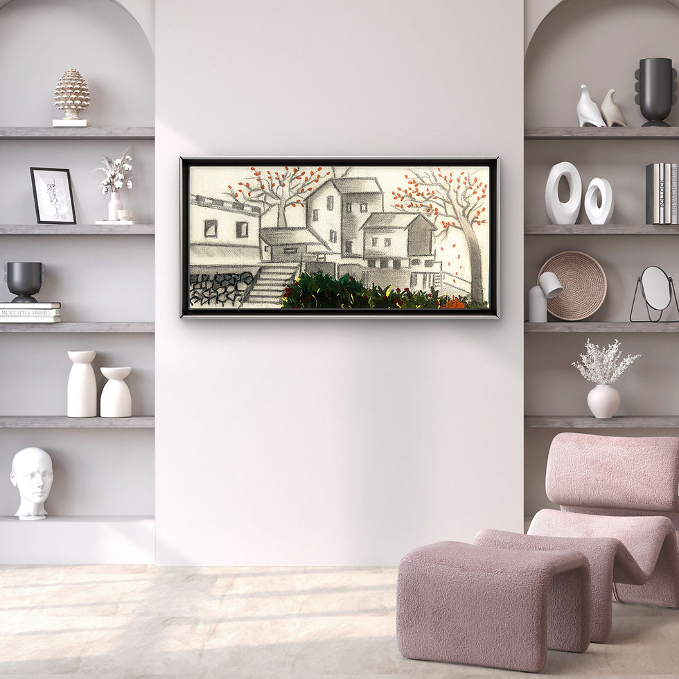 Thumbnail: Priyanka Kulkarni | Orchestration of Houses | 11.81X 5.70 in |  Pencil & Acrylic