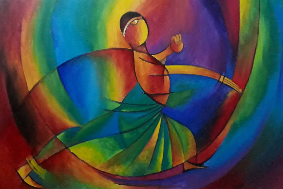 Thumbnail: Narayanan Namboothiri | Indian Dance | 36 x 24 in | Acrylic on canvas