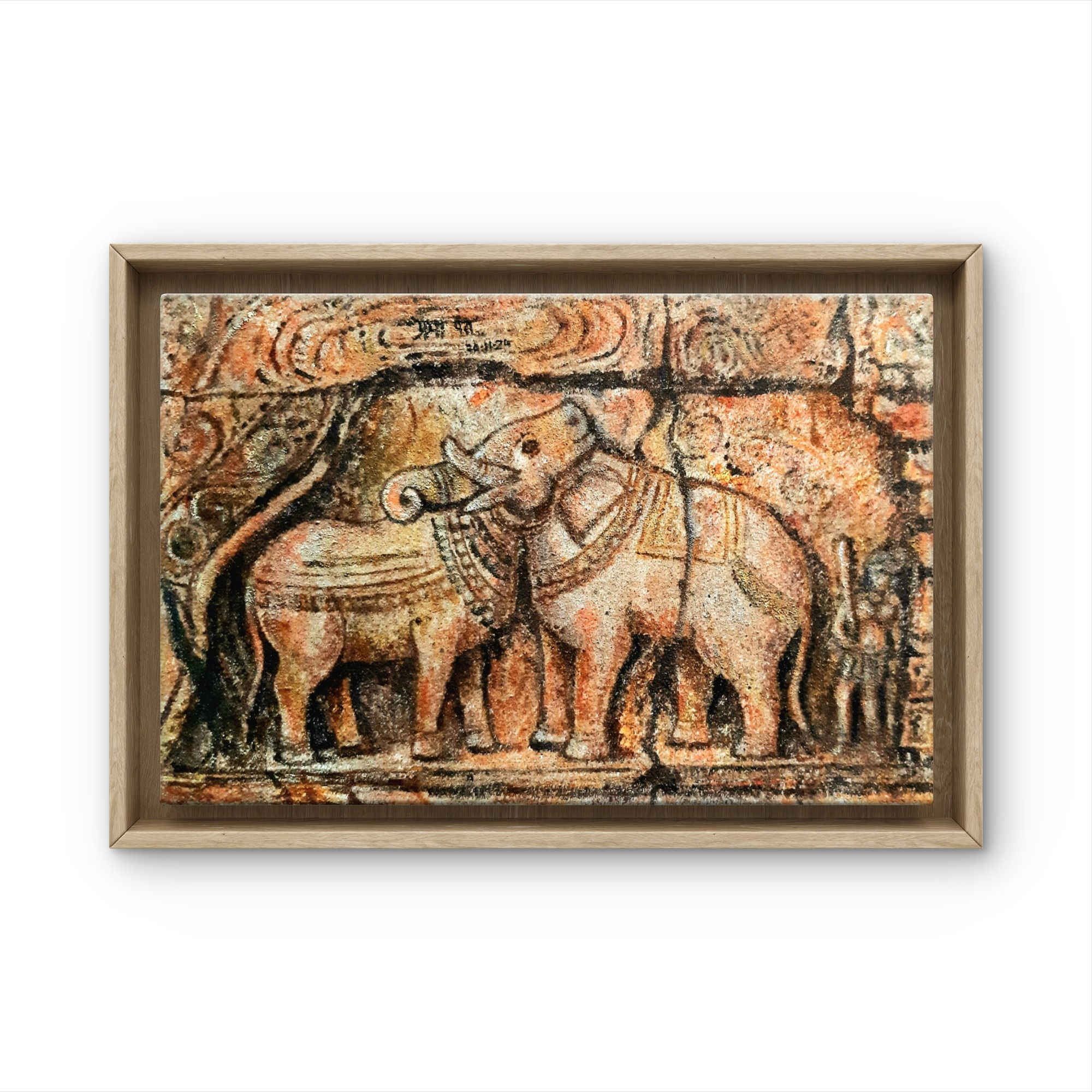 Dr. Prabha Panth | Elephant and Bull | 18 x 12 in |  Mixed media on canvas