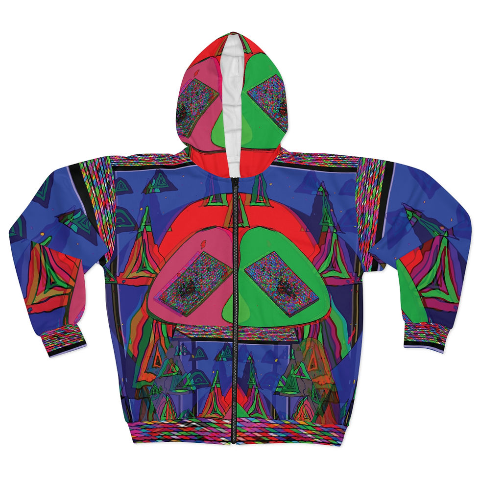 Trippy Unisex Zip Hoodie, 100% Pure Polyester