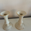 Thumbnail: Pair of Cream Lenox Fluted Vintage Candle Stick Holders