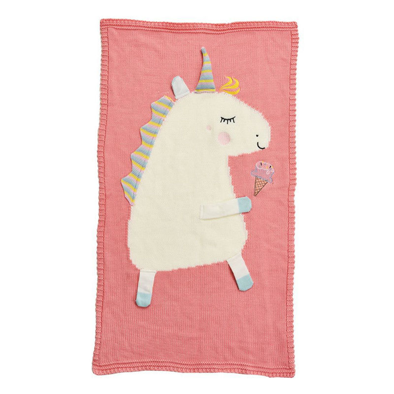 Thumbnail: Hand Knitted 3D Unicorn Knitted Baby Blankets