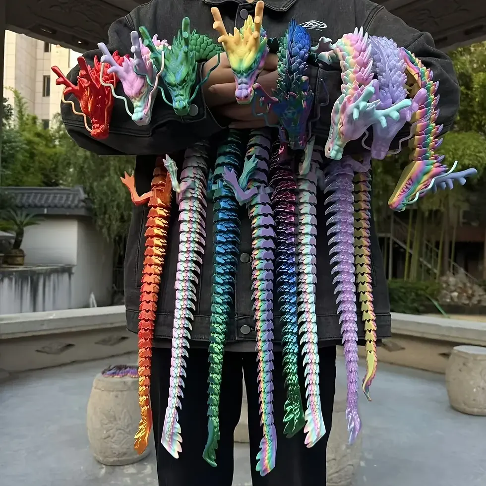 Thumbnail: GoldenFlex Dragon™ – 90cm Articulated 3D Fantasy Dragon