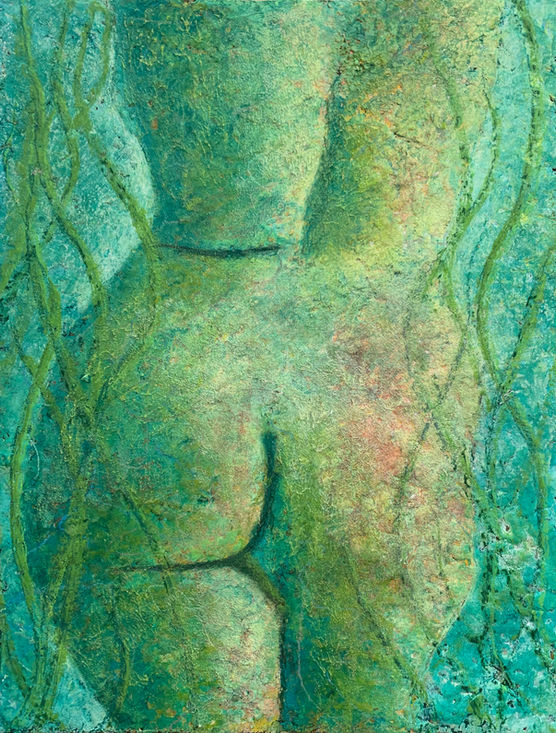 Female nude painting underwater