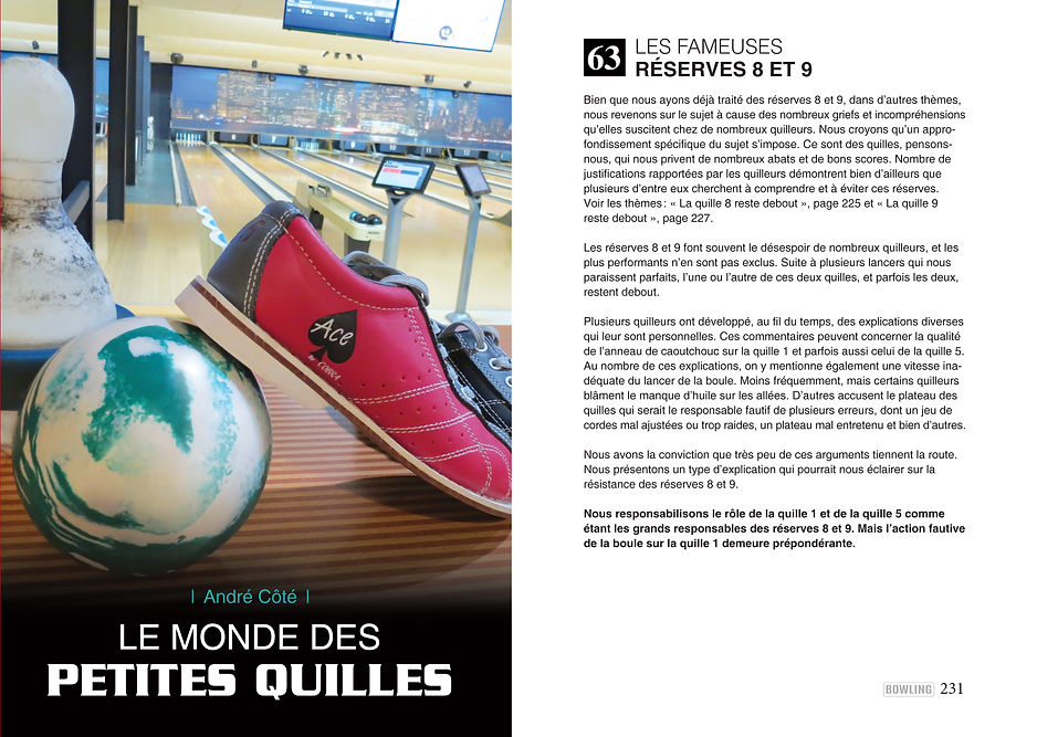 page 231, Les fameuses réserves 8 et 9 du livre Le monde des petites quilles par André Côté