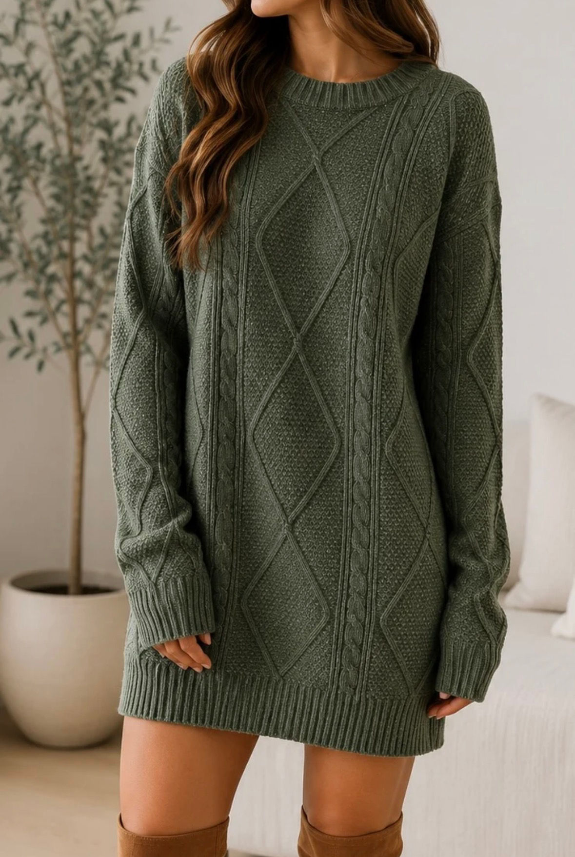 Cable Knit Sweater Dress