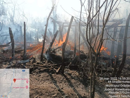 Incendiu în Orăștie la 2 anexe gospodărești