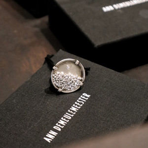Ann Demeulemeester silver ring close up on box