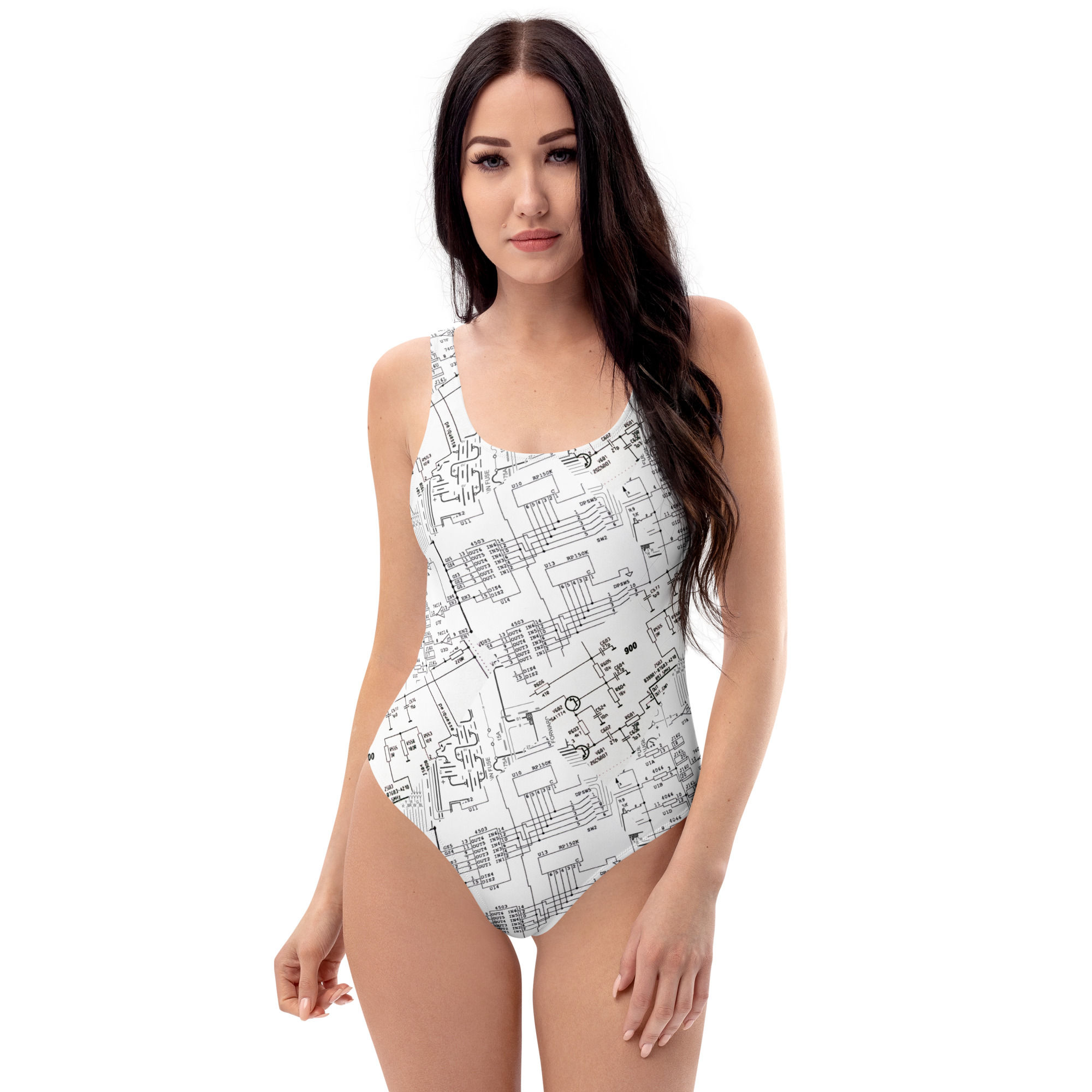 Blue Collar Babe- Schematics One-Piece Swimsuit