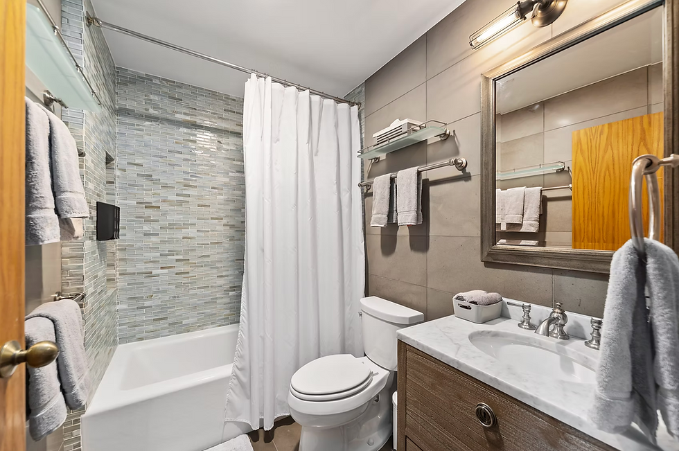 Avocado & Sage Shared Bathroom