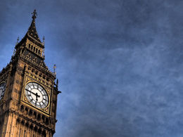 An image of Big Ben against dark clouds.