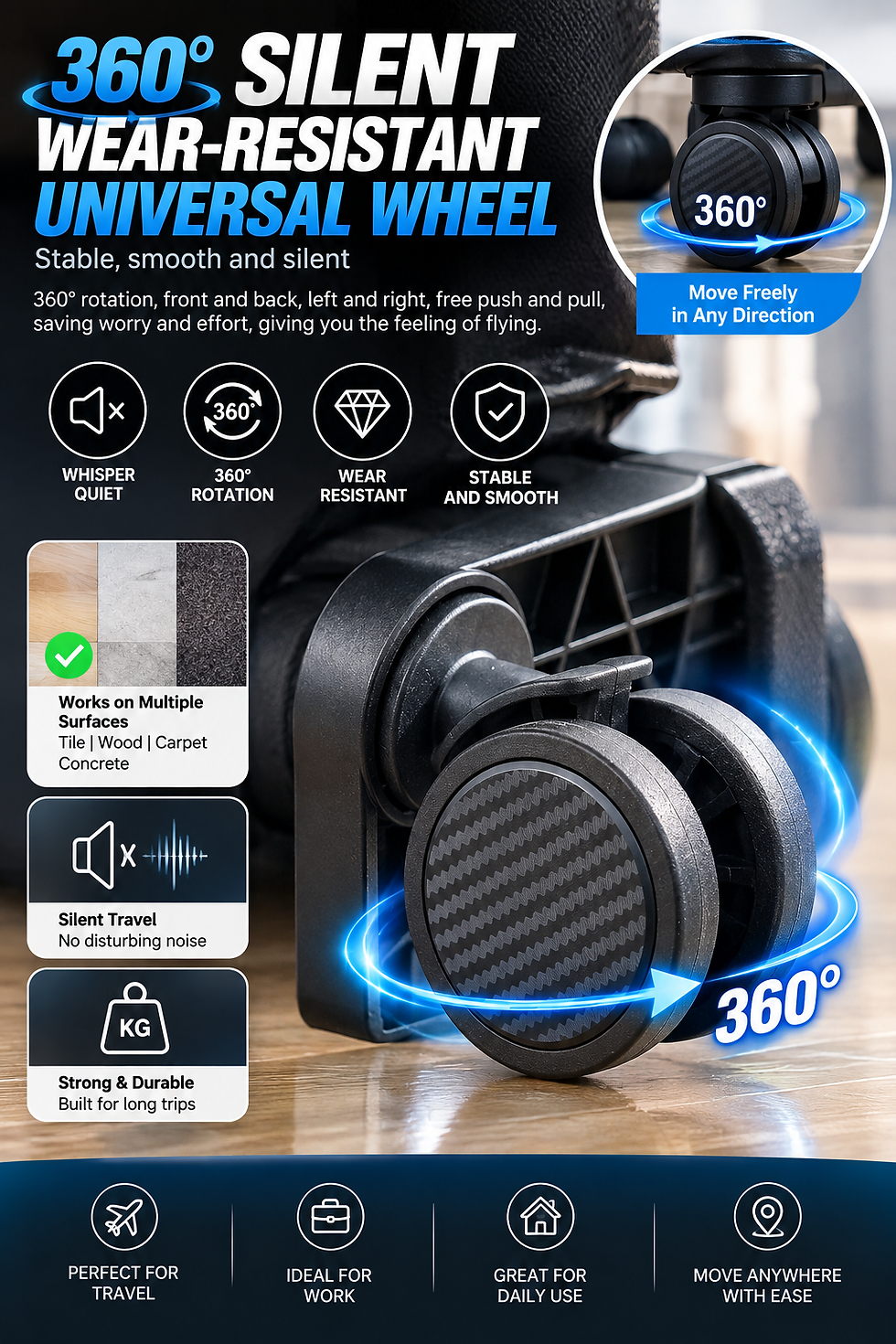 Thumbnail: ✈️ Foldable Rolling Travel Backpack – Travel Smarter, Pack More!