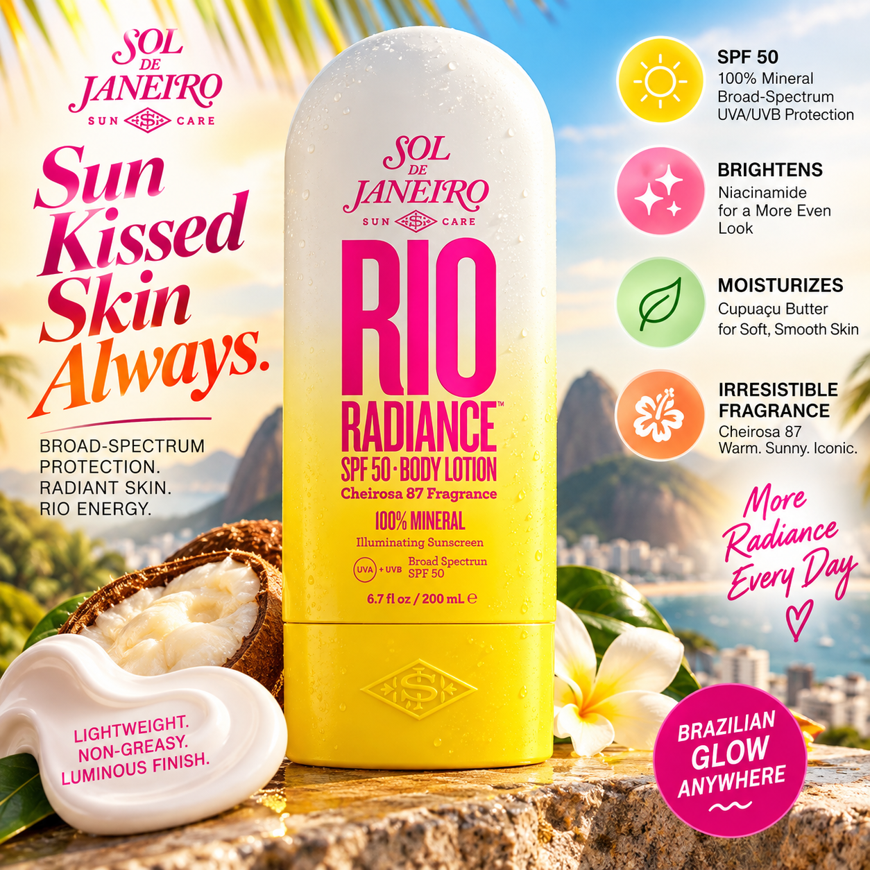 Sol de Janeiro RIO RADIANCE™ SPF 50 Body Lotion — Luminous Mineral Sun Defense