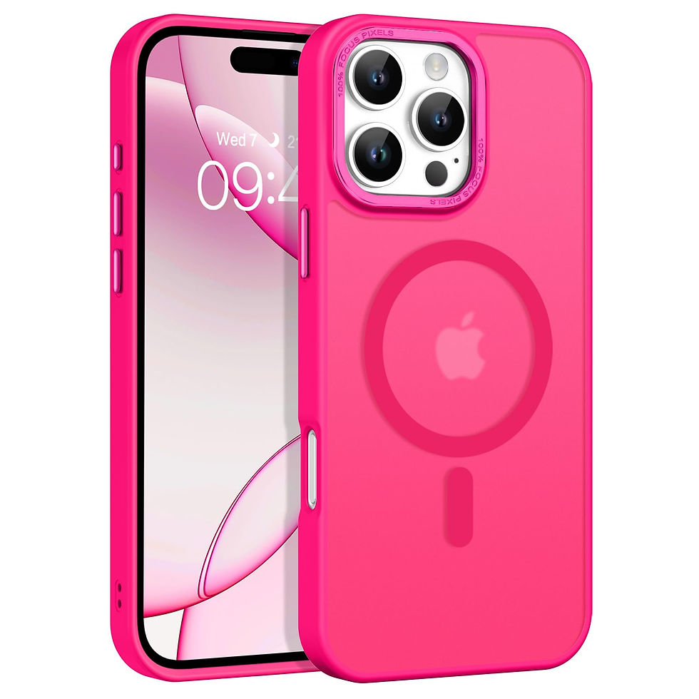 Thumbnail: GUAGUA Magnetic Case for iPhone 16 Pro Max — Hot Pink Matte Translucent Design