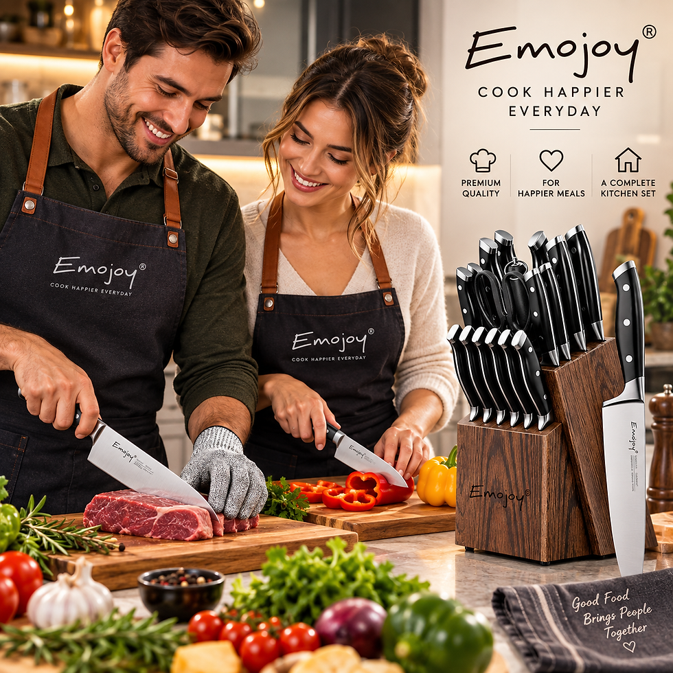 Thumbnail: Emojoy ProEdge™ Complete Kitchen Knife Collection with Wood Block