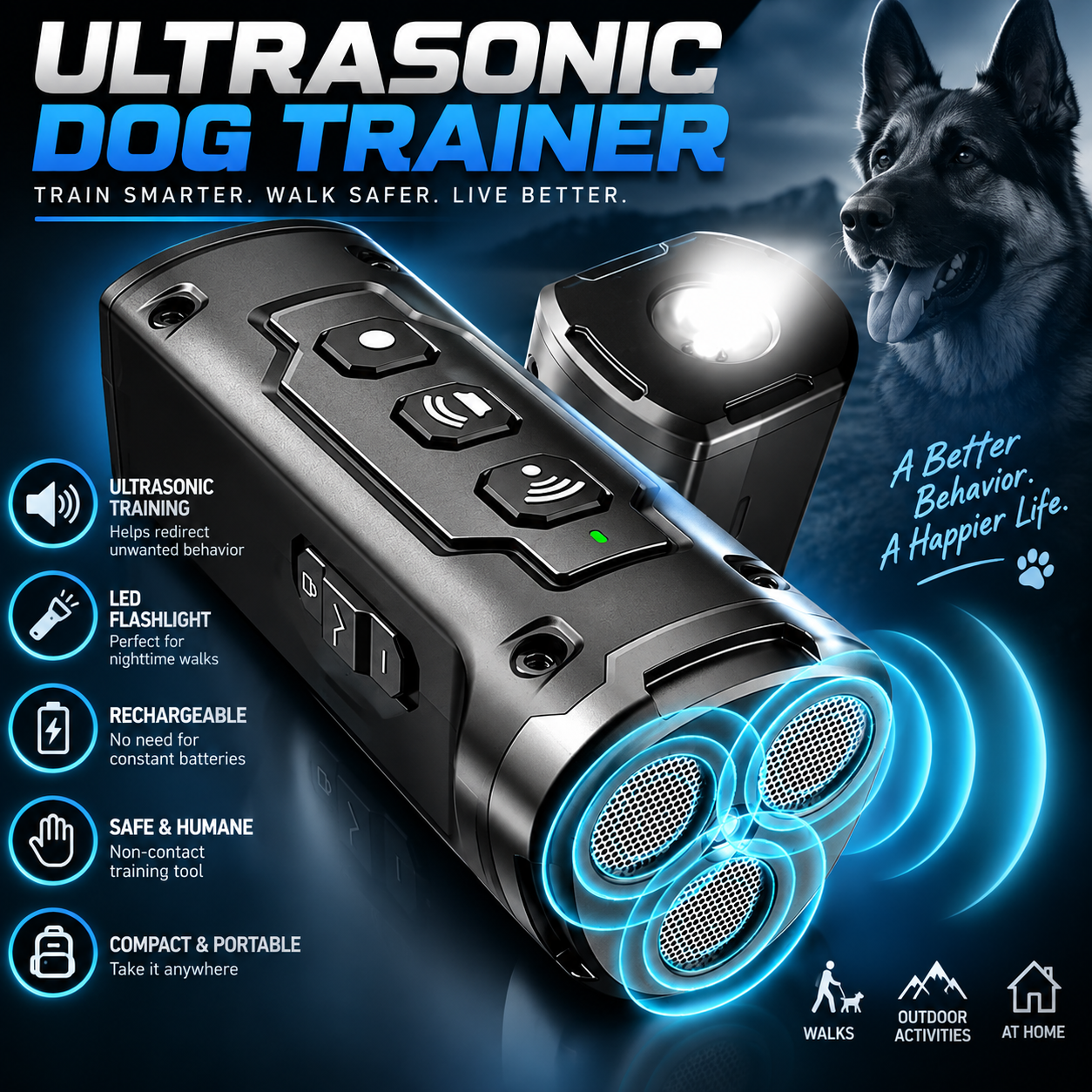 K9 SonicGuard™ Ultrasonic Dog Training & Anti-Bark Device