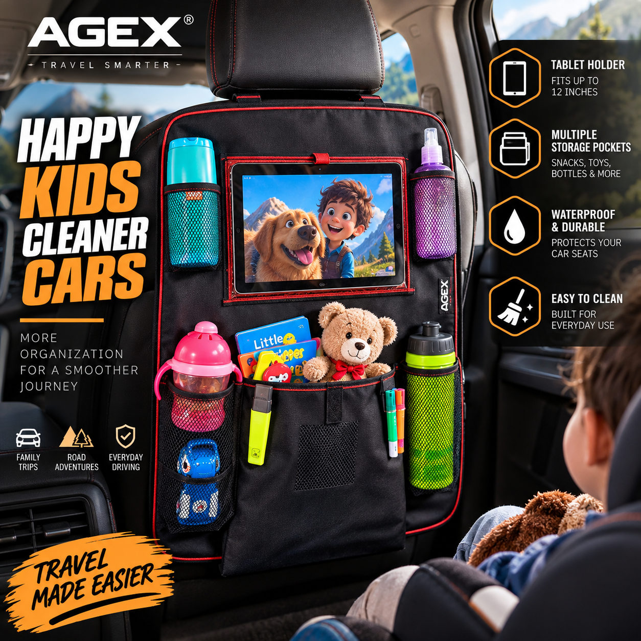 AGEX™ TravelGuard — Premium Car Seat Organizer