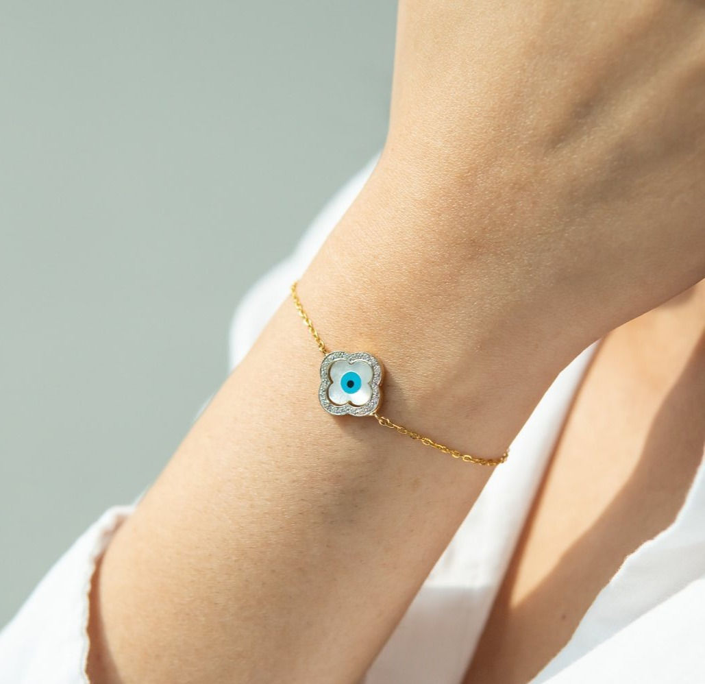 Clover Evil Eye Diamond Bracelet