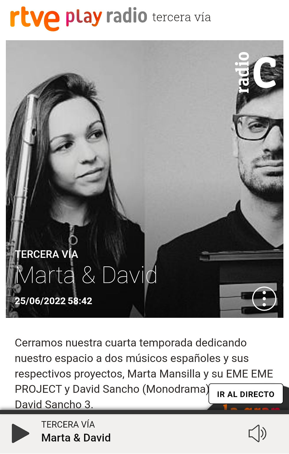 TERCERA VÍA RADIO3 ENTREVISTA