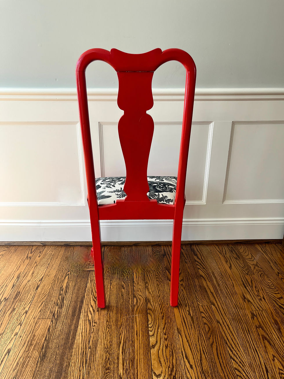 Thumbnail: Chinese Red Lacquer Queen Anne Style Vintage Chairs
