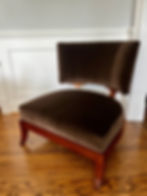 Thumbnail: Contemporary Velvet and Mahogany Chair by Barbara Barry