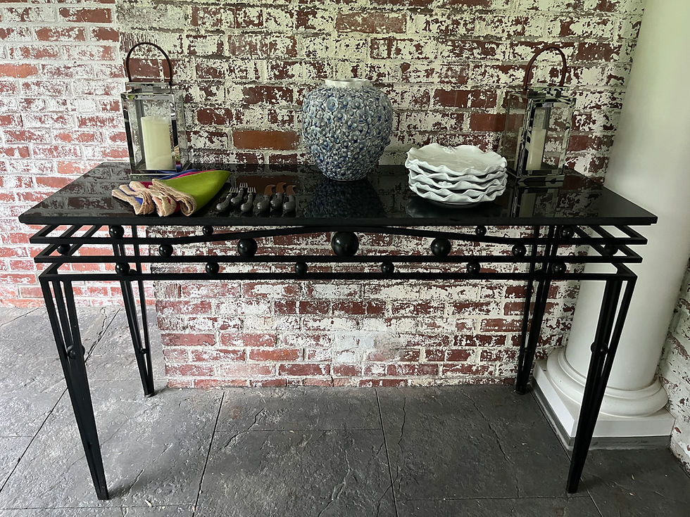 Thumbnail: Vintage Custom Iron and Granite Console Table