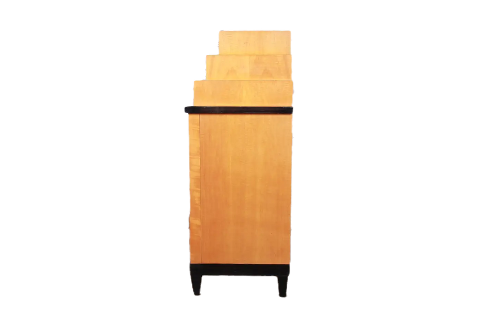 Thumbnail: Biedermeier Style Burl Wood Highboy Chest of Drawers By Baker Furniture
