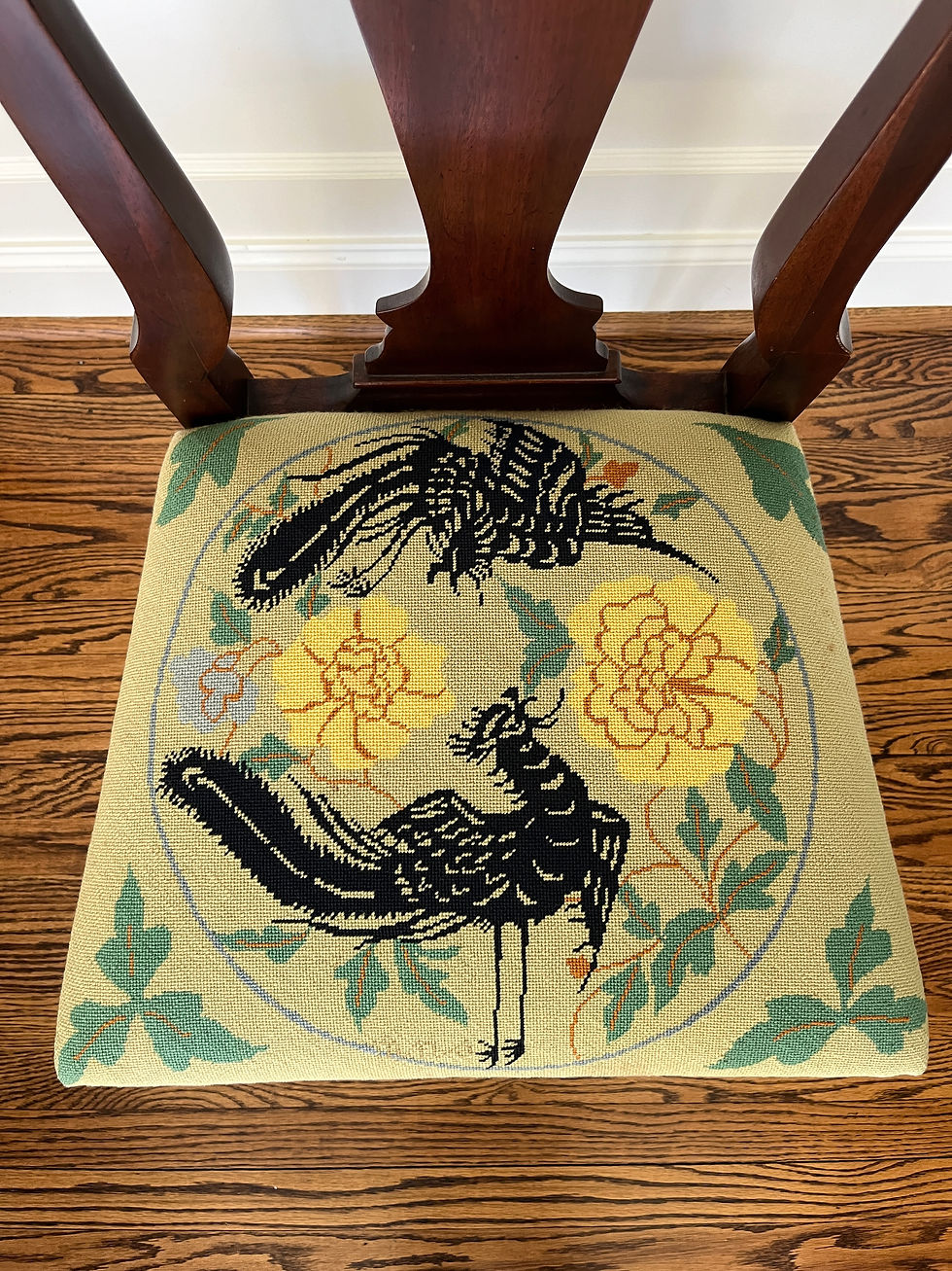 Thumbnail: Mid Century Chinoiserie Needlepoint Mahogany Chair