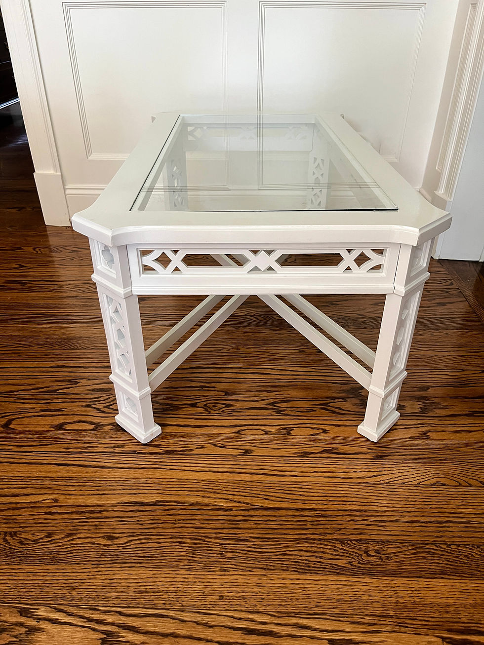 Thumbnail: Vintage White Lacquer Fretwork  Coffee Table