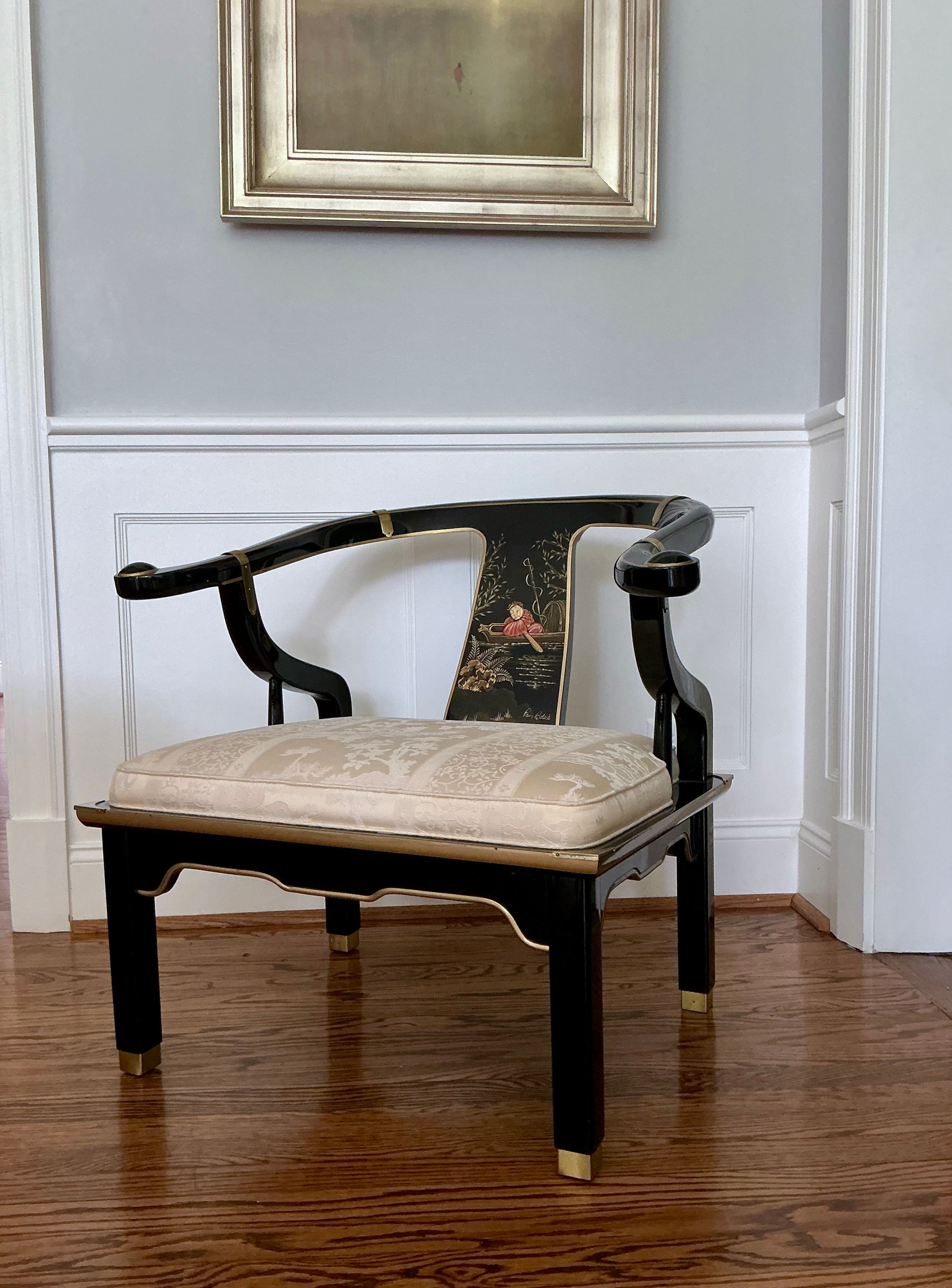 Luce Nashville living room with vintage blue sofas, white armchairs, and abstract art