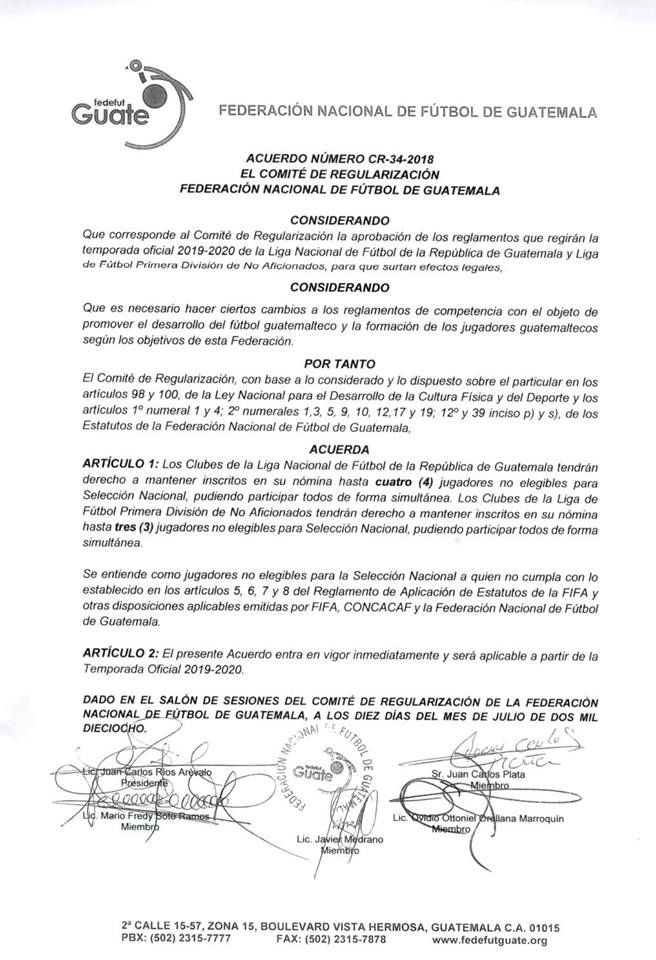 FEDEFUT limita el número de jugadores nacionalizados
