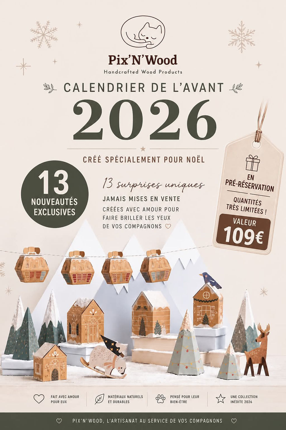 Calendrier de l’Avent pour Chats 2026 Pix’N’Wood