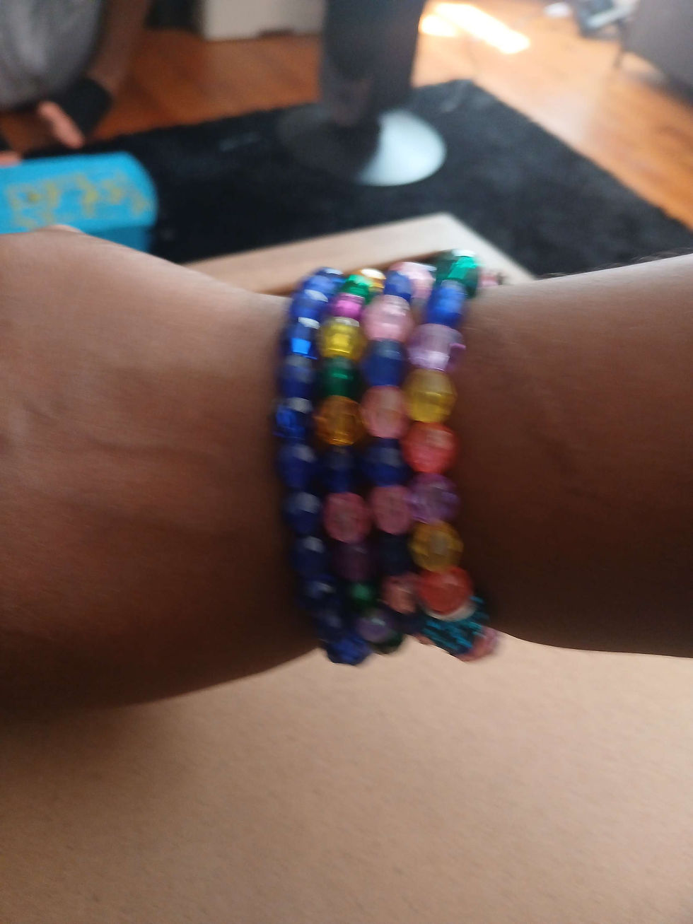 Thumbnail: Girls purple &pink bracelet with two charms 