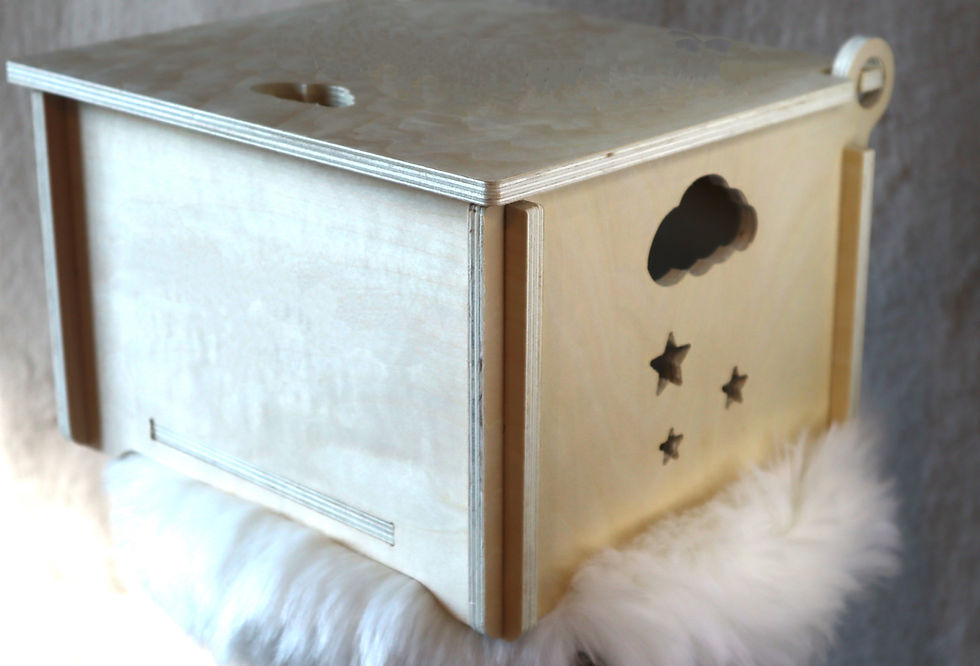 Miniature : coffre en bois chat