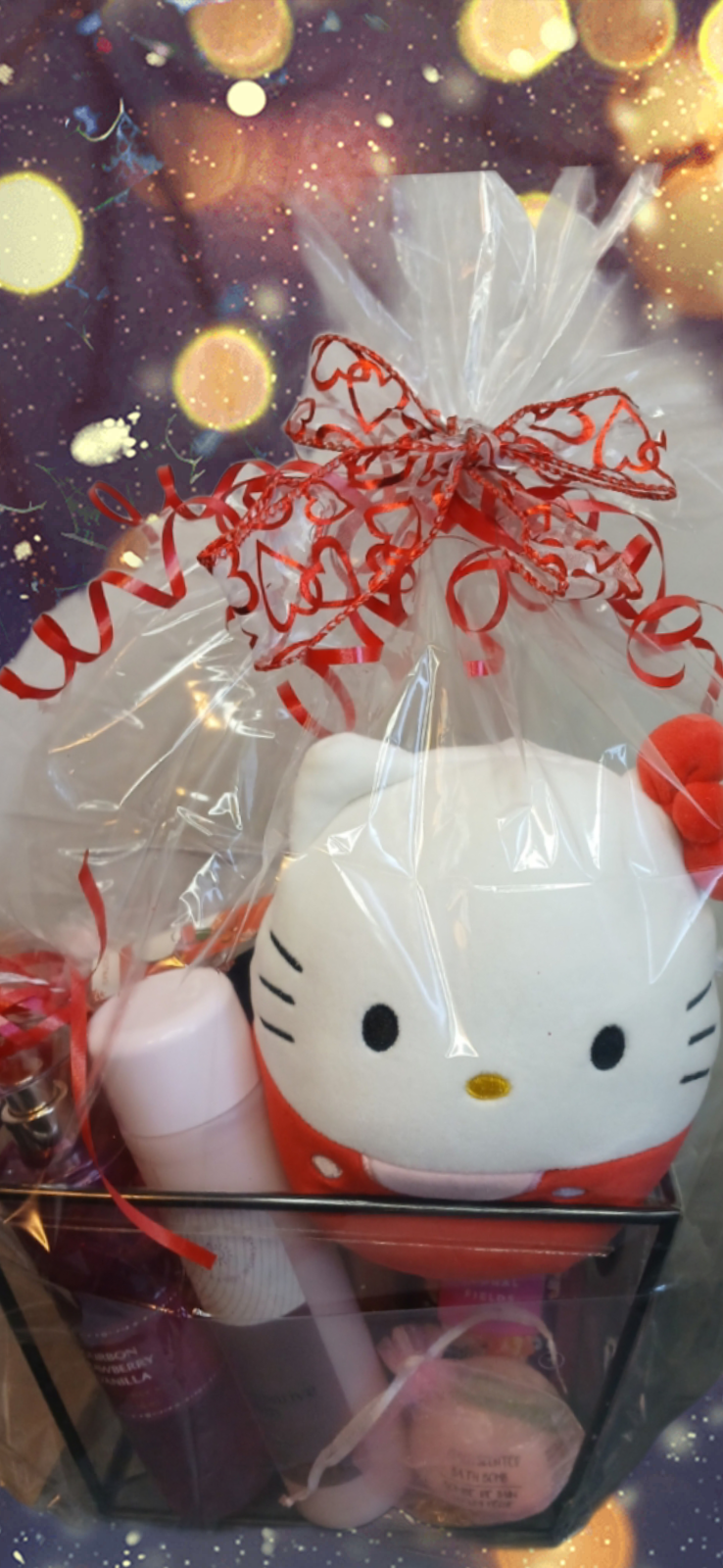 Thumbnail: Hello kitty basket stuff Hello kitty pillow full of items each basket cost $89. 