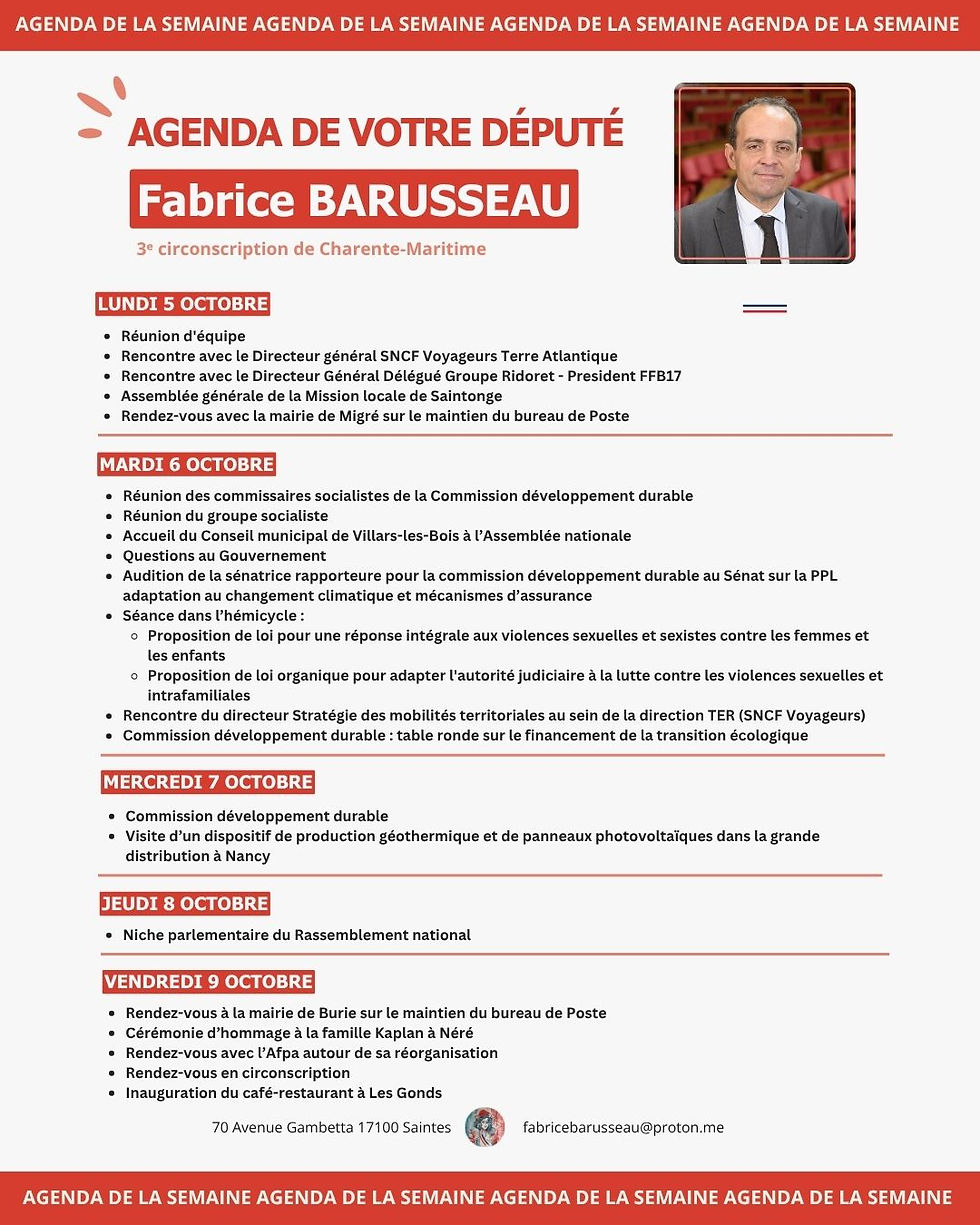 Semaine du 05/10/26 au 09/10/26