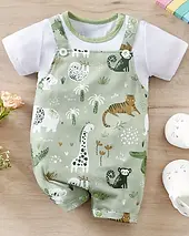 IURNXB Adorable Infant Zoo Animal Print Romper for Boy Newborn Baby Faux