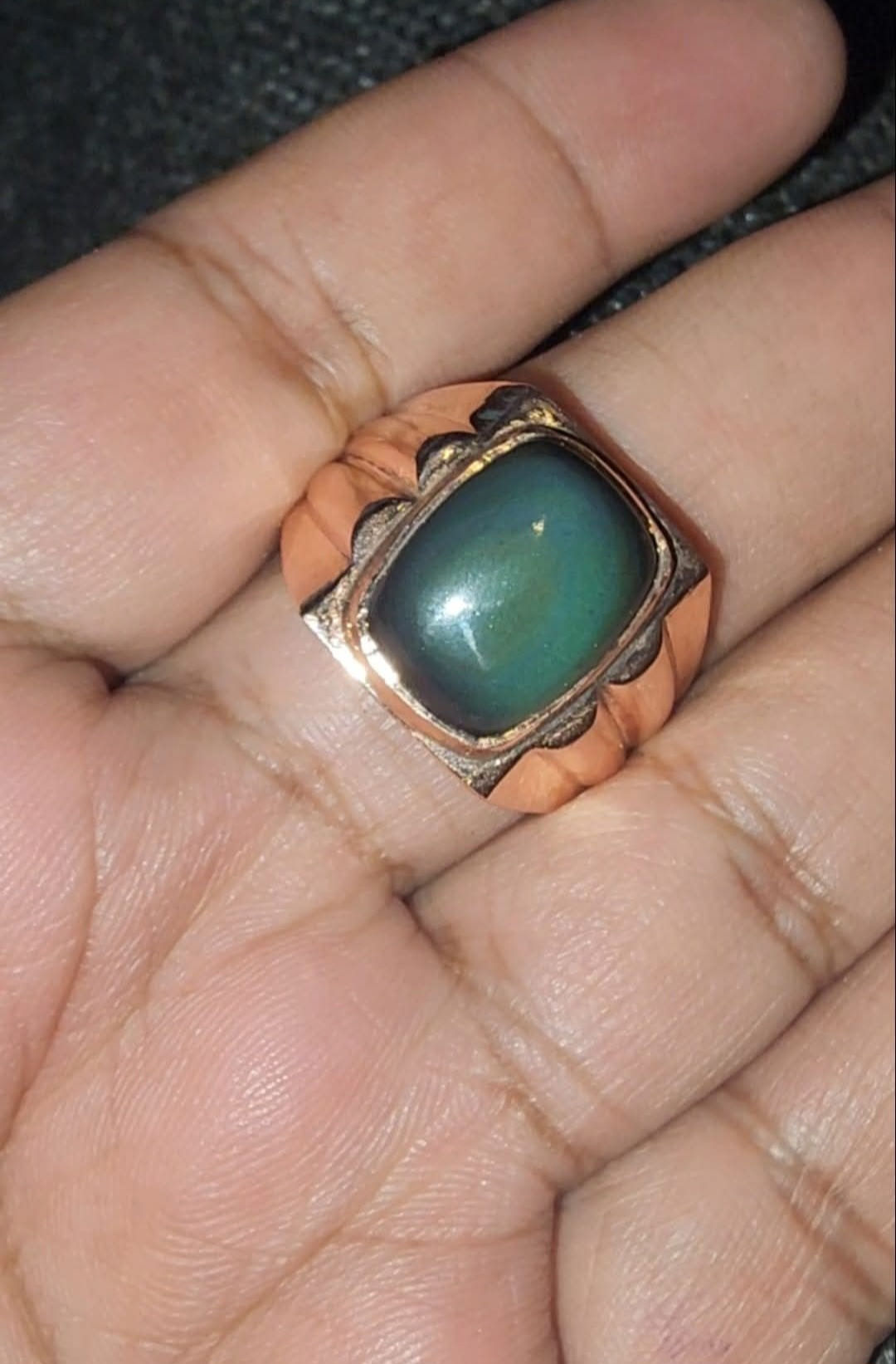 Obsidian Copper Ring