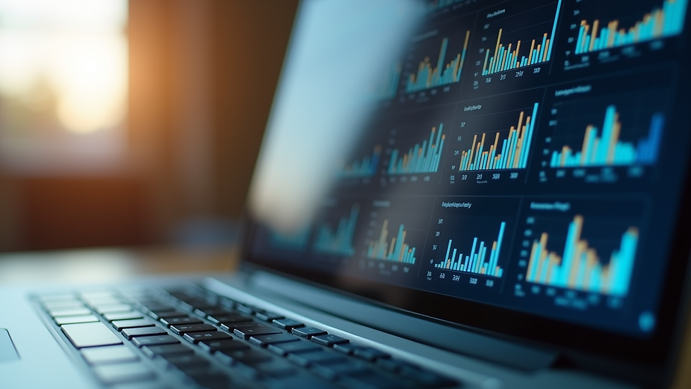 Close-up view of a laptop screen showing digital marketing analytics