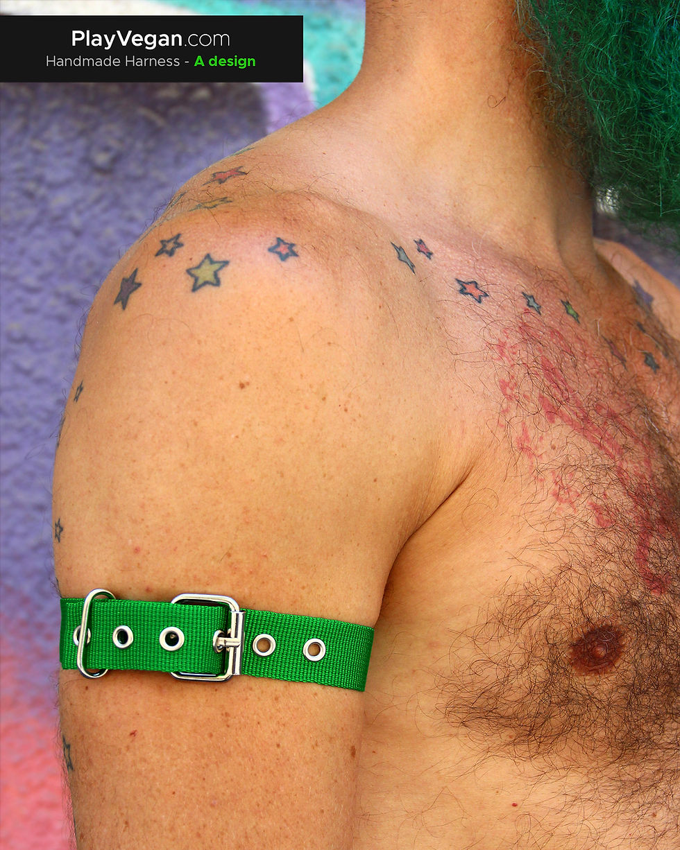 a man with green armband