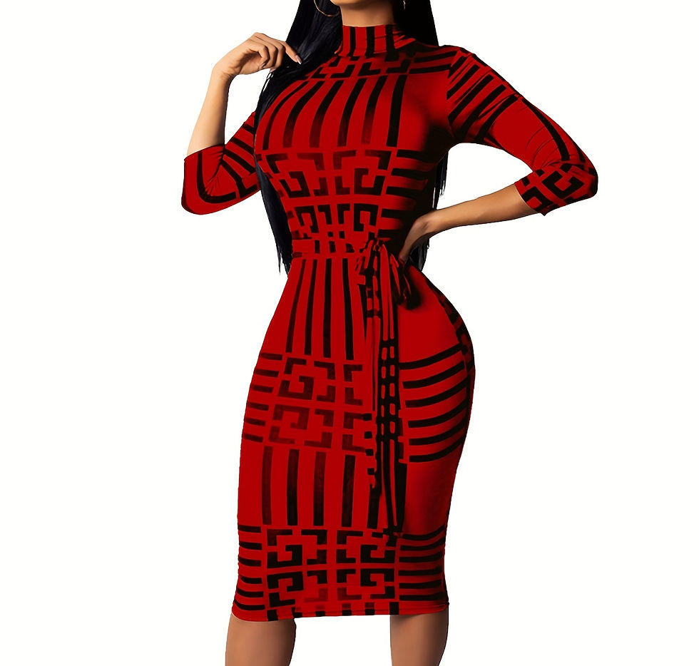 Miniatura: Vestido feminino elegante e moderno, com mangas compridas,  estilo mini bandagem