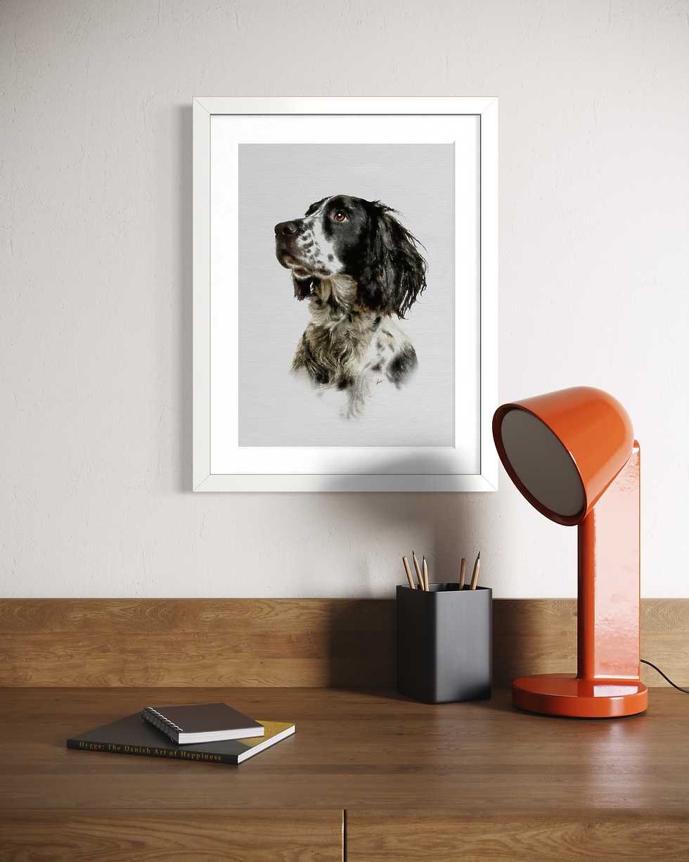 Thumbnail: framed springer spaniel artwork white frame