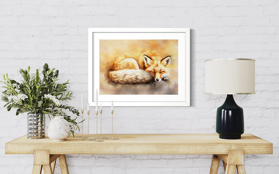 Thumbnail: Framed Red Fox artwork white frame