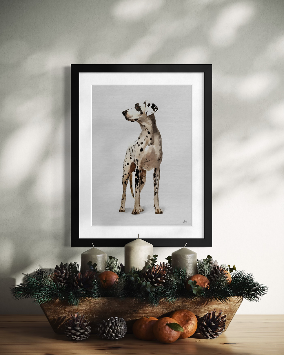 Thumbnail: Framed Dalmatian artwork black frame