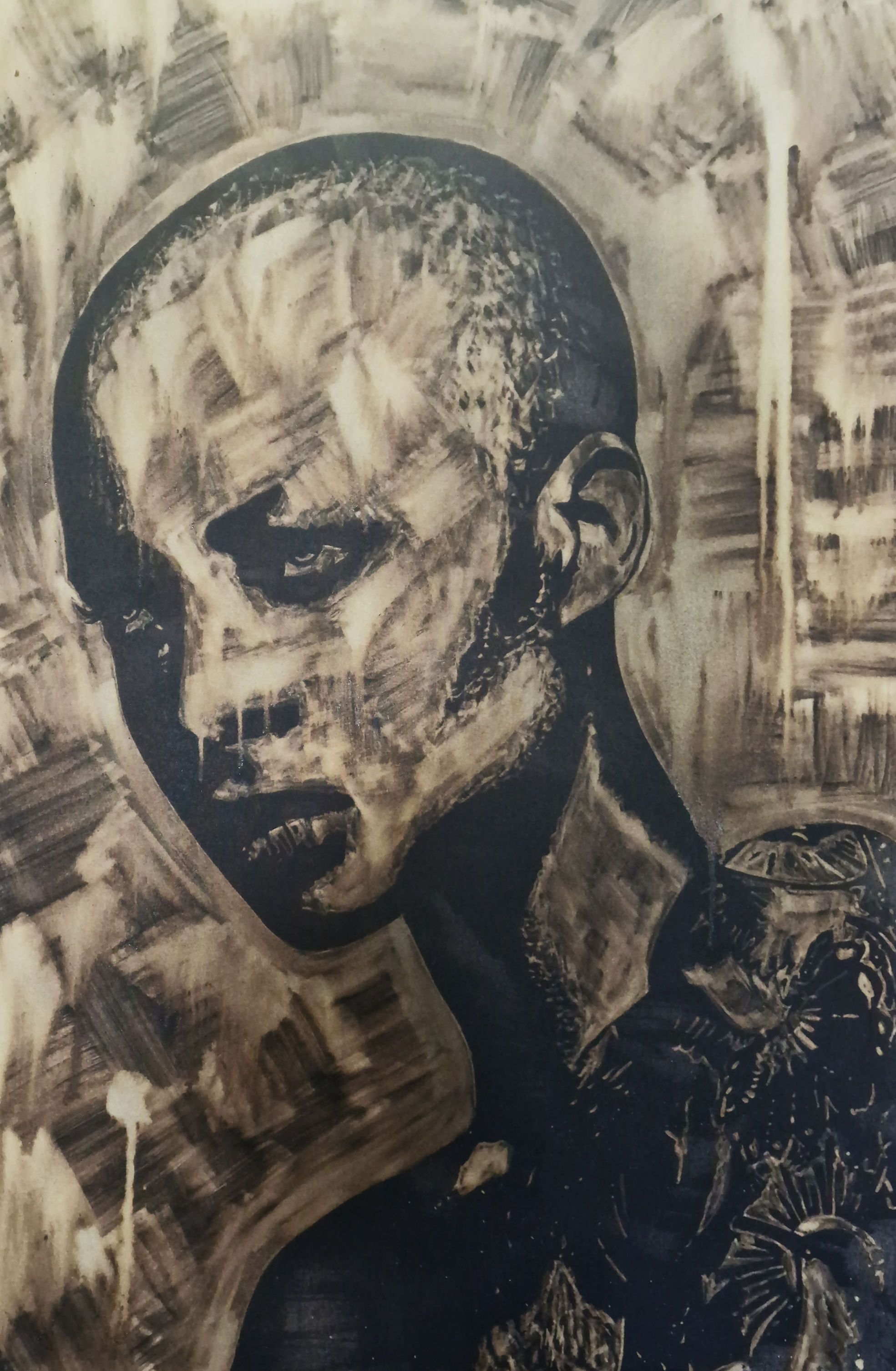 The Weight of Silence (Bleach on Canvas)